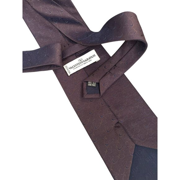 Valentino Garavani Dark Purple Silk Cravate Tie Handmade Made in Italy Work - Picture 3 of 4